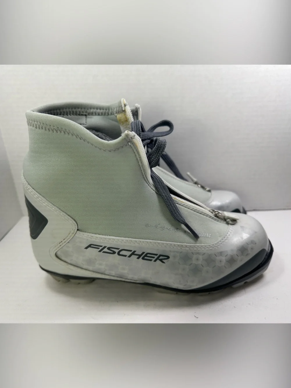 Fischer Light Gray Unisex Cross Country Ski Boots Lace-Up Ankle Boots Zipper 39